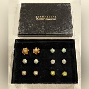 Joan Rivers interchange multicolor faux pearl earrings